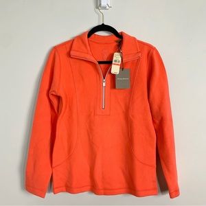 New Tommy Bahama Aruba 1/2 Zip Sweater Burnt Coral Sweatshirt